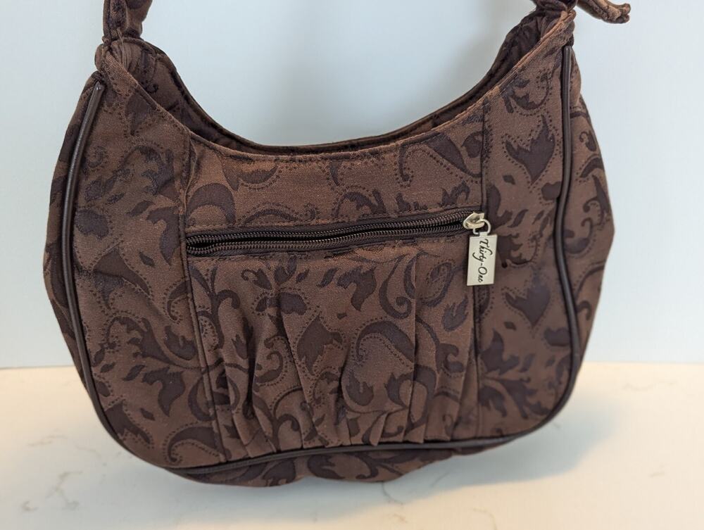 Thirty One Brown Jacquard Print Shoulder Bag Handbag Adjustable Strap 11" x 9"